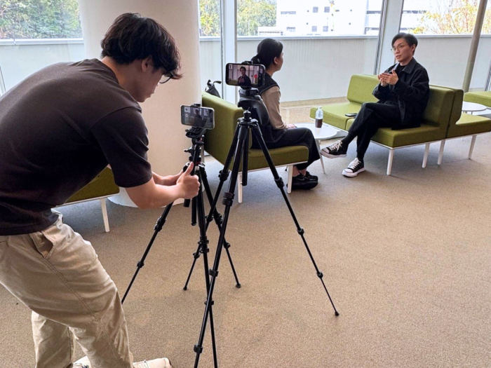 Participants conducting an interview at HKUST