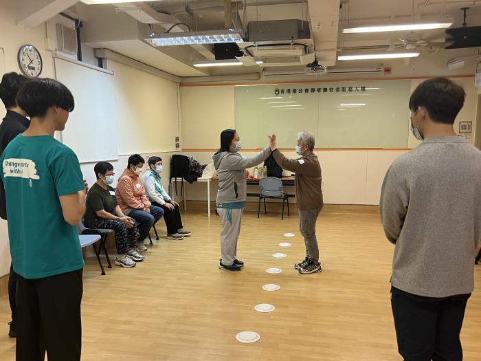 Ambassadors leading healthy exercise for the older people