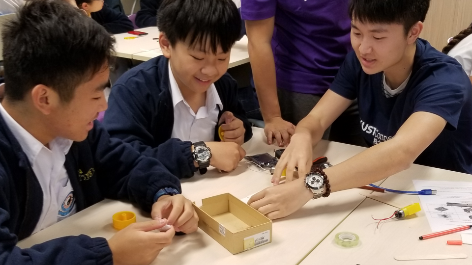 Making their own car in the Science workshop