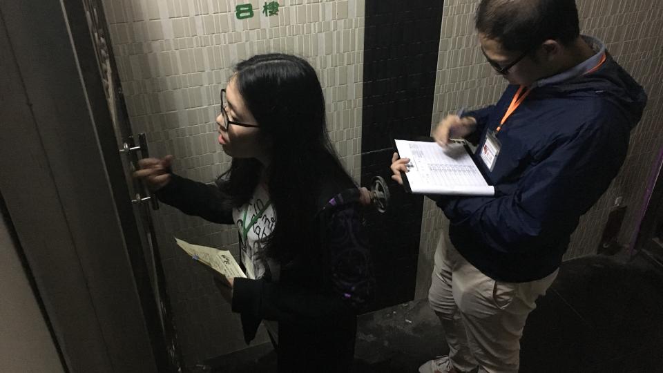 Volunteers approaching the households