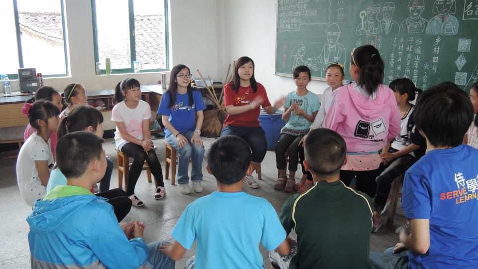 Children playing warm-up game