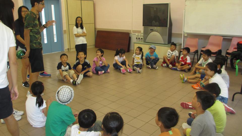 Having fun with the children