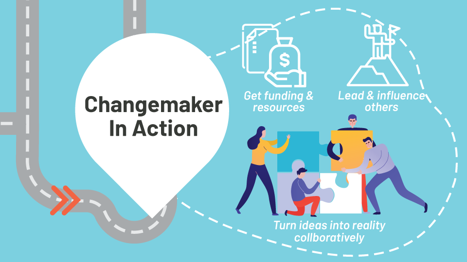 changemaker in action allows you to turn ideas into reality with funding and resources, supports you to lead and influence others