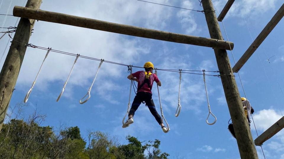 Jumping out of comfort zone - high rope course activity