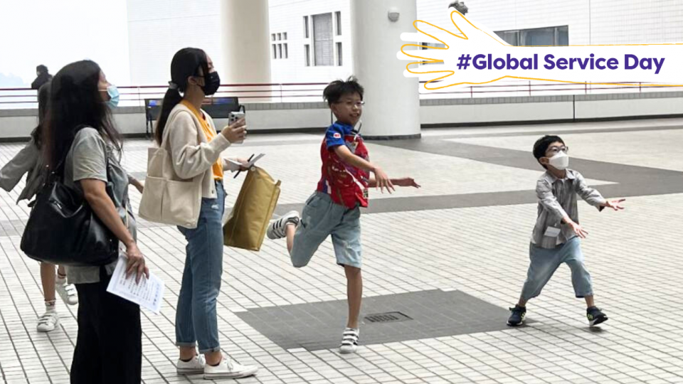 Children playing games with their parents in HKUST Campus.