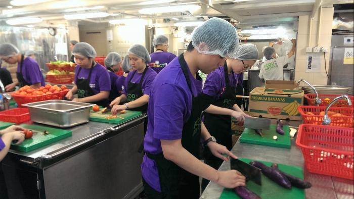 Preparing ingredients for the meal boxes