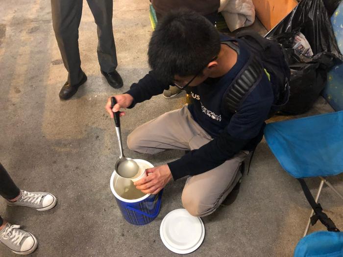 Volunteers preparing soup