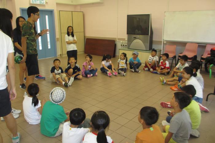 Having fun with the children