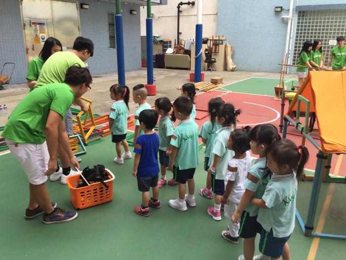 Playing games with the children