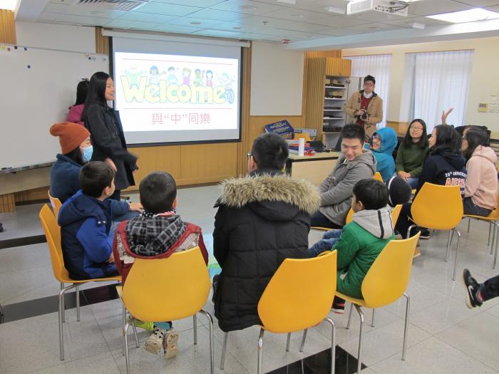 Volunteers interacting with the children