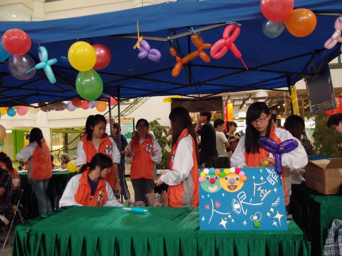Volunteers preparing the booths