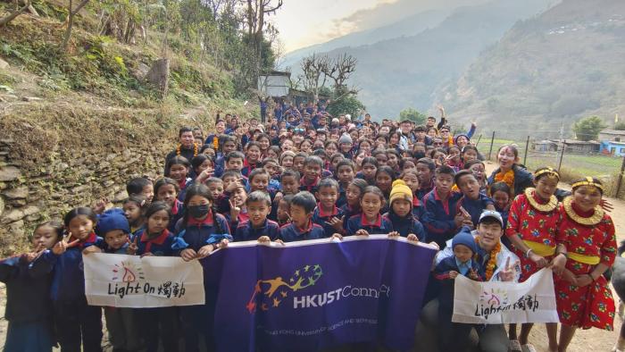 Volunteers with the students from Shree Ganga Milan School